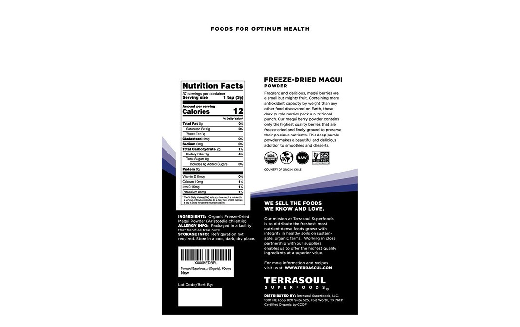 Terrasoul Superfoods Maqui Powder    Pack  113 grams